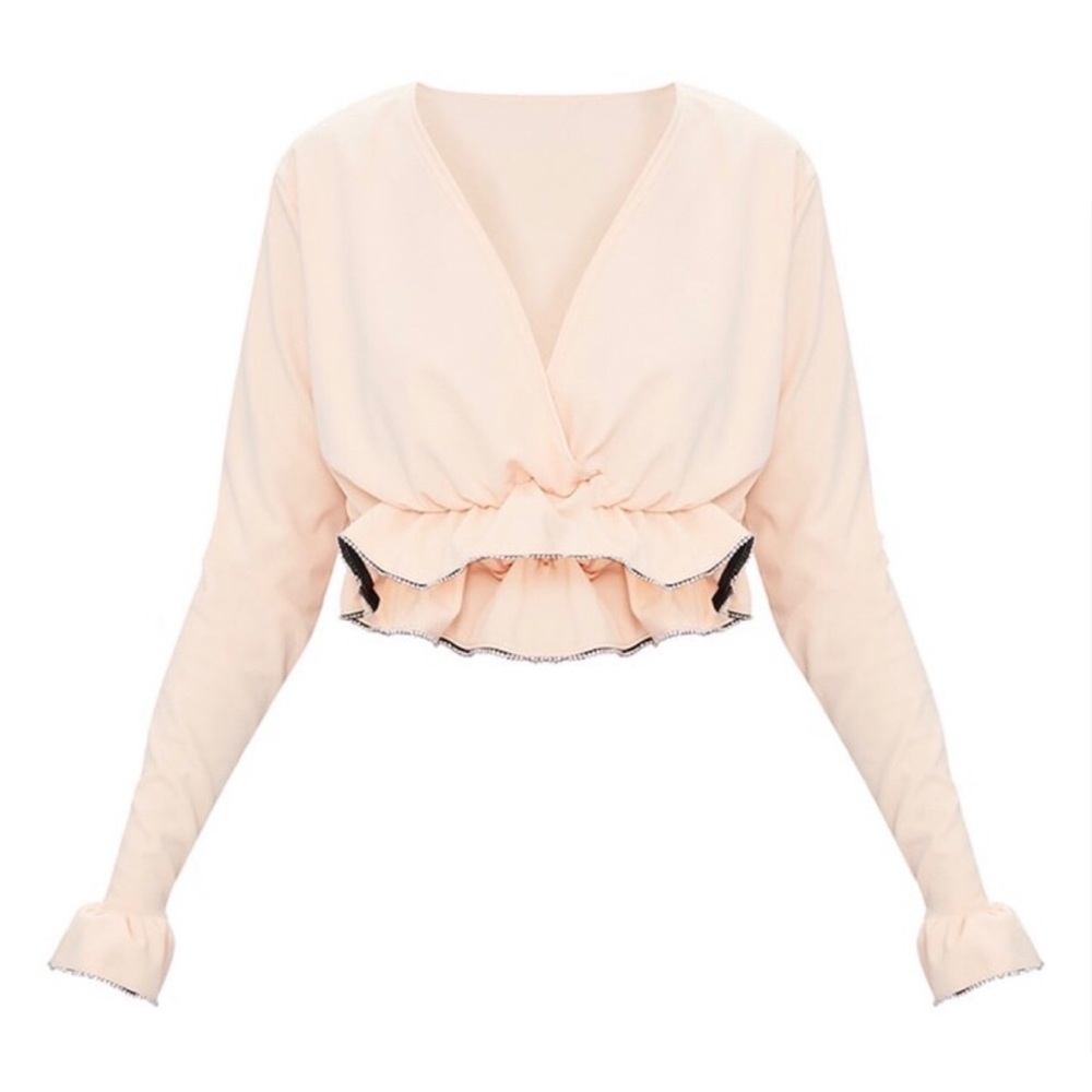 Pretty Little Thing Deep Plunge‎ Diamante Trim Crop Top